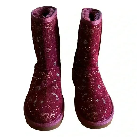 UGG CLASSIC ZODIAC SHORT WILD GRAPE SUEDE SHEEPSKIN WOMEN'S BOOTS SIZE US 5 NWOB - Picture 2 of 8